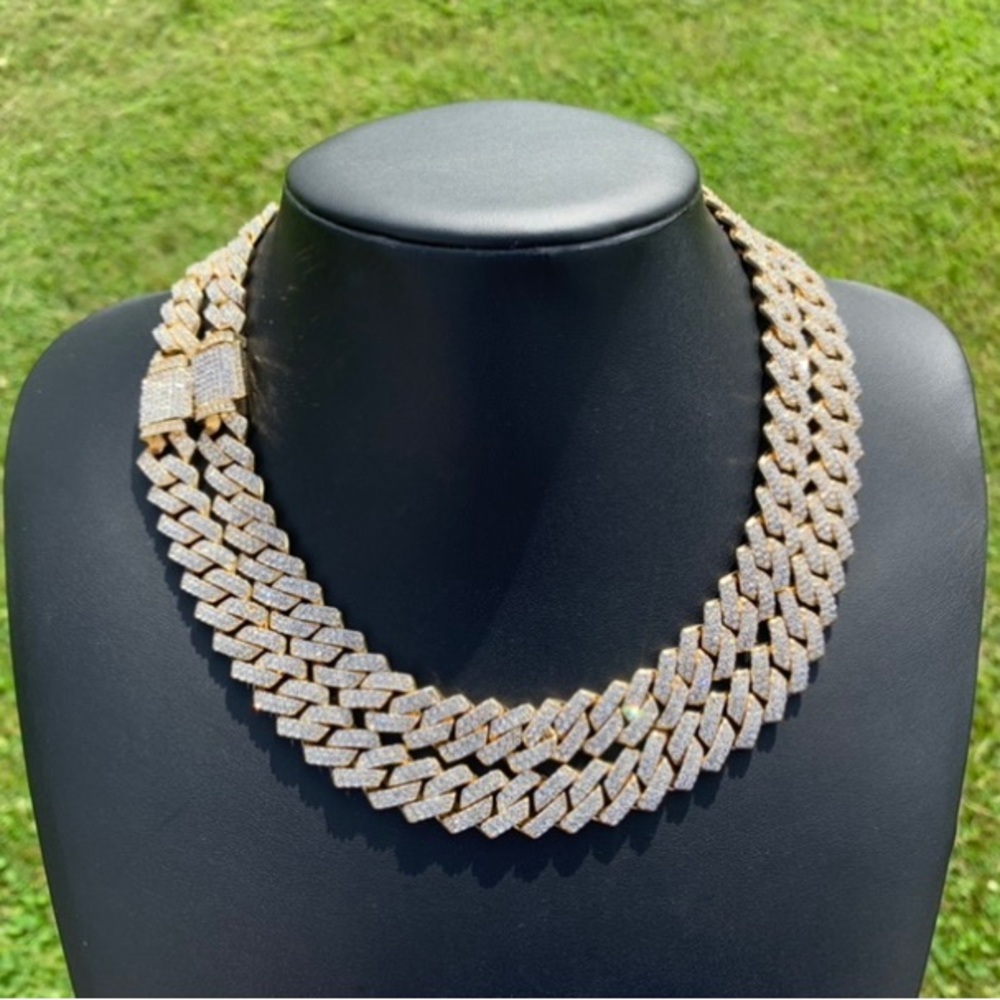 14k Gold Plated Cuban Link Chain 14mm 18” 20” 22”Iced out Premium Choker